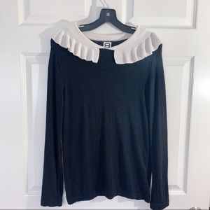 Sweet Flare Collar Color Block Sweater